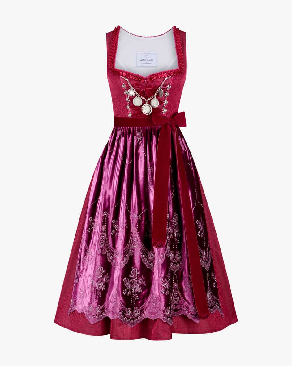 Midi-Dirndl mit Samtschürze für Damen von Silk & Pearls in Beere. Dasexklusiv bei Lodenfrey erhältliche Modell schafft dank des edel.... Mehr Details bei Lodenfrey.com!