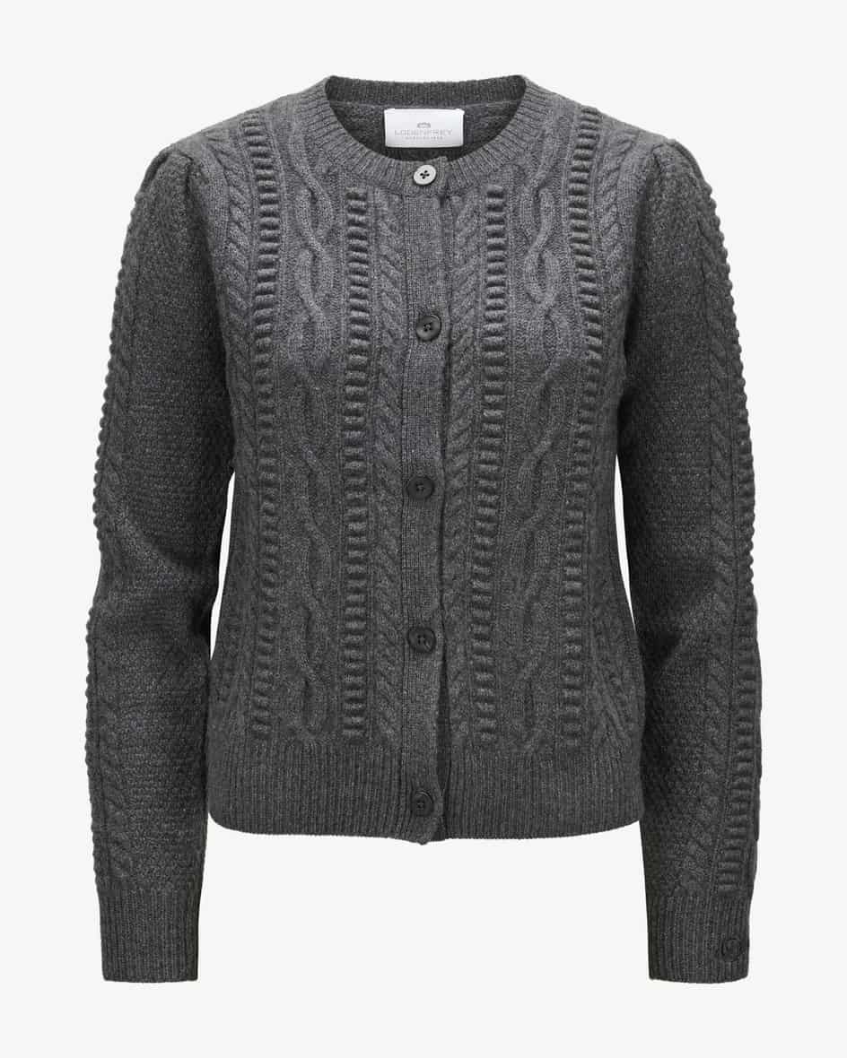 Trachten-Strickjacke für Damen von LODENFREY in Dunkelgrau. Die weiche Cashmere-Qualität mit feinen Zopfstrick-Muster punktet mit besonders.... Mehr Details bei Lodenfrey.com!