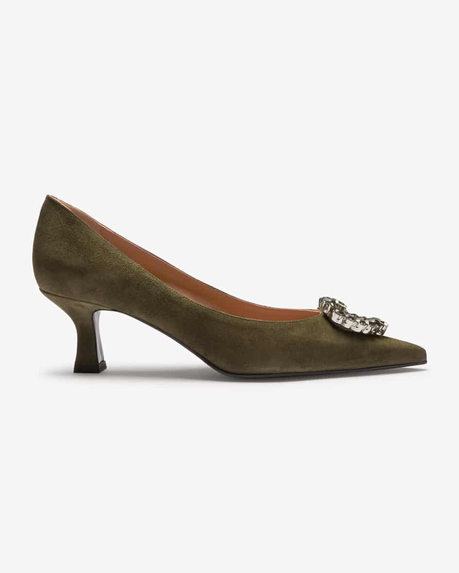 Ilona Camoscio Pumps für Damen von Festa in Oliv. Das feminine Modellbesticht durch dieVerwendung von hochwertigem Veloursleder